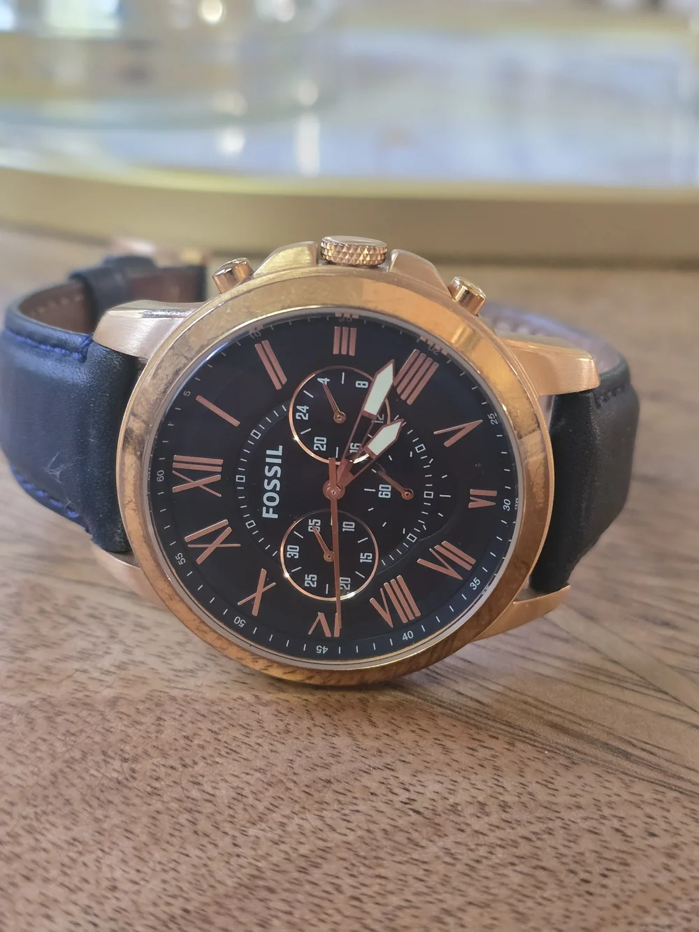 Fossil Men's Blue Leather Chronograph Watch - Navy